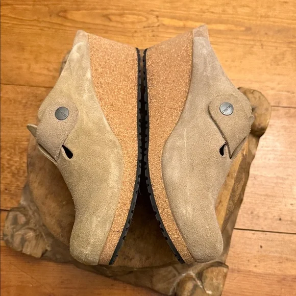 Tan wedge Suede Fanny Clogs with Buckle by papillo  size 39 - Picture 5 of 9